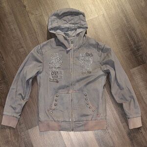 Unisex Vintage Guess Gray Hooded Jacket